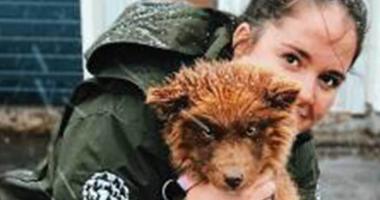A photo of an HWF Canada employee holding a puppy